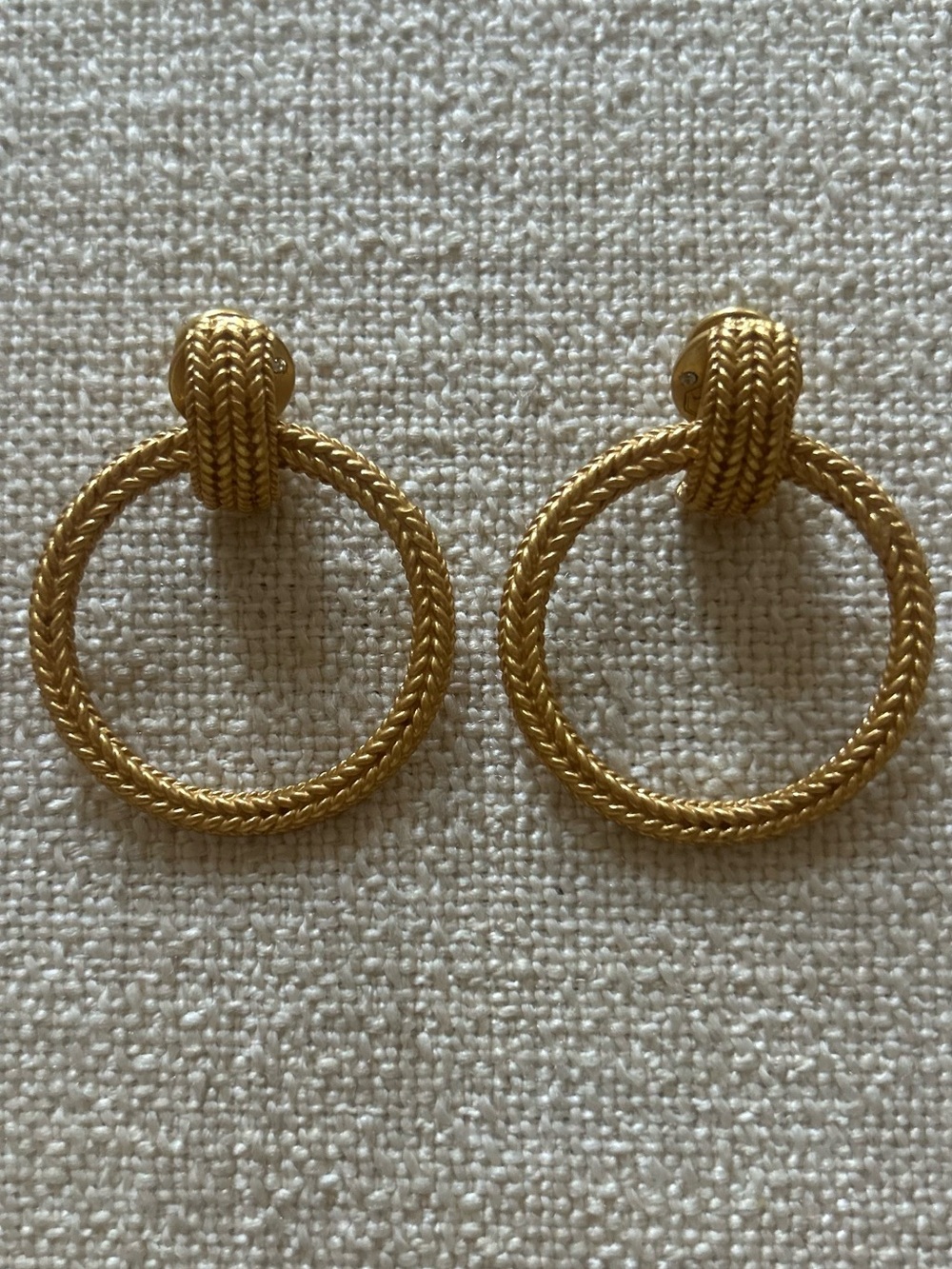 Julie Vos Gold Braided Hoop Drop Earrings